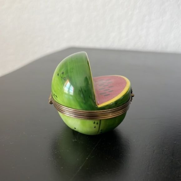 Limoges Chamart Peint Main Watermelon Slice Trinket Pill Box - Picture 5 of 12